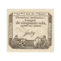Франция - Банкнота 50 соль 1793 года