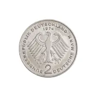 Германия 2 марки 1974 год - 20 лет Федеративной Республике (1949-1969) - Теодор Хойс (F)_1