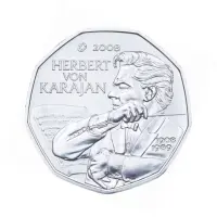 Австрия 5 евро 2008 года - 100 лет со др Г. фон Караяна - в буклете (Серебро 0.800)_2