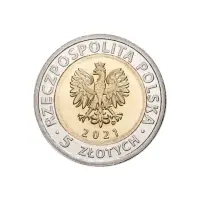 Польша 5 злотых 2021 год - Крановые ворота в Гданьске_1