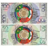 Россия - Набор из 2 сувенирных банкнот БРИКС - 50 БРИКС 2024 года и 100 БРИКС 2023 года