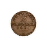 Пруссия - 2 пфеннига 1860 года (A)