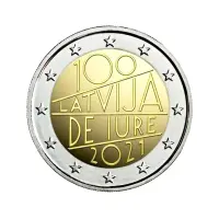 Латвия 2 евро 2021 года - 100 лет признанию государственной независимости Латвии
