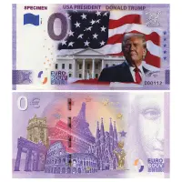 Франция - Сувенирная банкнота 0 евро 2021 года -Президент США Дональд Трамп - Образец