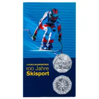 Австрия 5 евро 2005 года - 100 лет лыжному спорту - в буклете (Серебро 0.800)