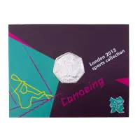Великобритания 50 пенсов 2011 год - Гребля на байдарках и каноэ (в коинкарте)
