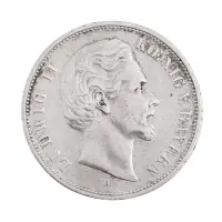 Германская империя (Бавария) - 5 марок 1876 года - D (Серебро 0.900)