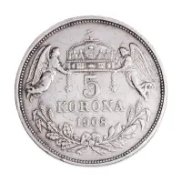 Венгрия 5 крон 1908 года - Серебро 0.900 (K.B.)