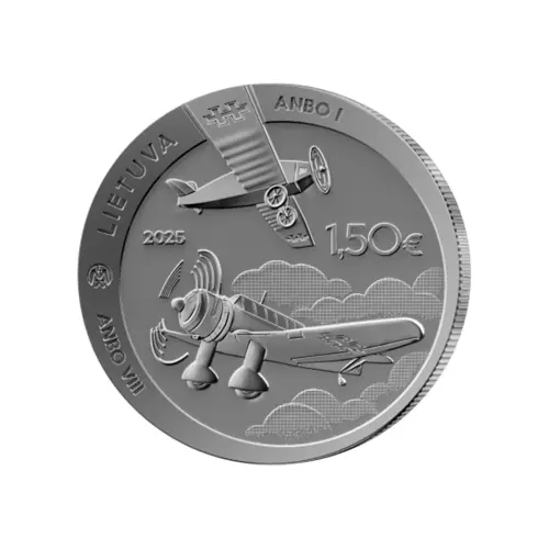 Литва 1,5 евро 2025 года - 100-летний юбилей - Самолет ANBO_1