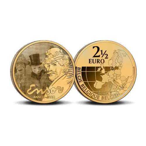 Бельгия 2½ евро 2024 года - Год Джеймса Энсора (в коинкарте) - гол, анг, фр, нем_3