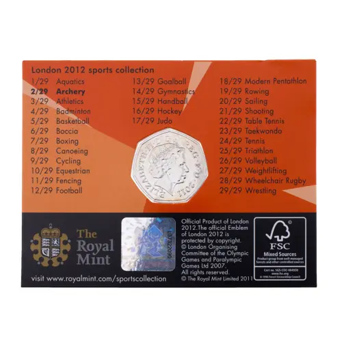 Великобритания 50 пенсов 2011 год - Стрельба из лука (в коинкарте)_1