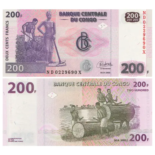 Конго ДР - Набор из 5 банкнот - 1000, 500, 200, 100, 50 франков 2022 года_3