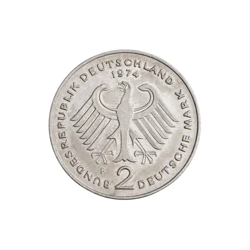 Германия 2 марки 1974 год - 20 лет Федеративной Республике (1949-1969) - Теодор Хойс (F)_1