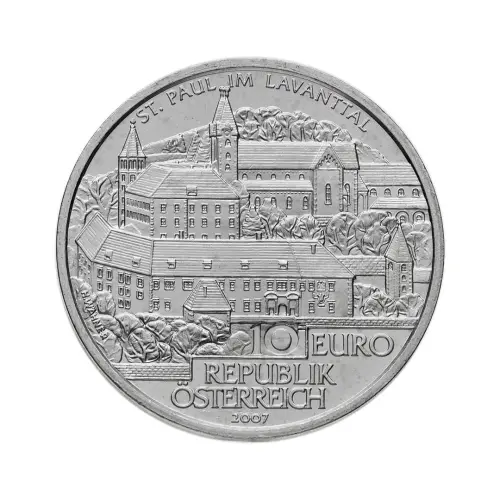 Австрия 10 евро 2007 года - Аббатство Санкт-Пауль-им-Лавантталь - в буклете (Серебро 0.925)_2