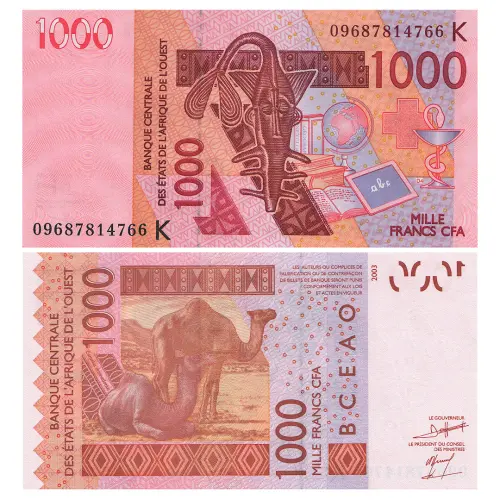 Сенегал - Западноафриканские государства (WAS) - BCEAO - Банкнота 1000 франков КФА 2009 года (K)