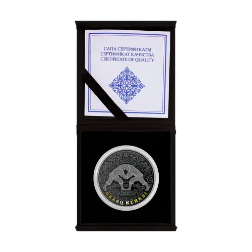 Казахстан-1000-тенге-2025-год---QAZAQ-KÚRESI---Казак-куреси-(Серебро-0.925)