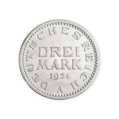 Германия 3 марки 1924 года A — Берлин, Серебро 0.500