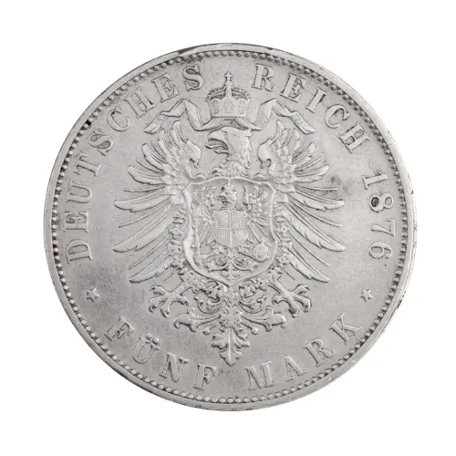 Германская империя (Бавария) - 5 марок 1876 года - D (Серебро 0.900)_1