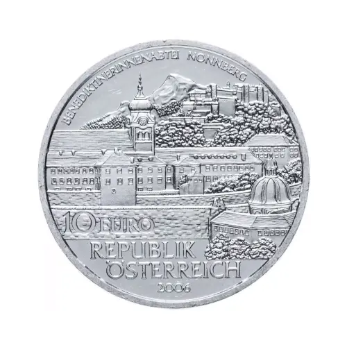 Австрия 10 евро 2006 года - Ноннбергское аббатство - в буклете (Серебро 0.925)_3