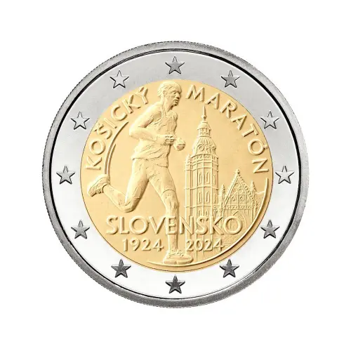 Словакия 2 евро 2024 года - 100 лет Кошицкому марафону