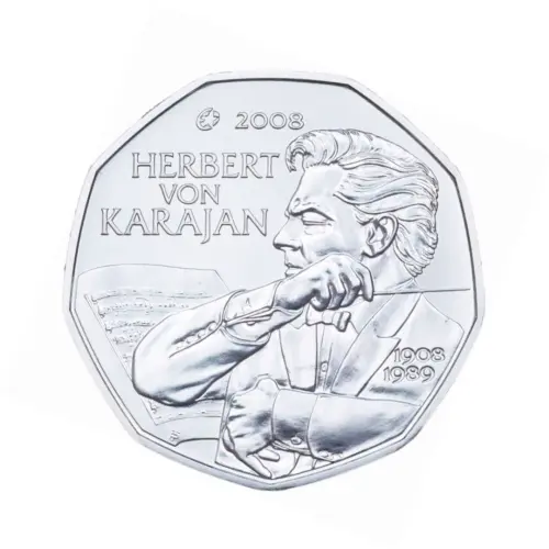 Австрия 5 евро 2008 года - 100 лет со др Г. фон Караяна - в буклете (Серебро 0.800)_2