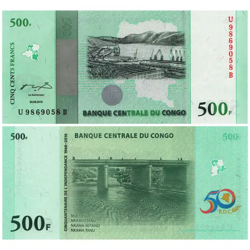 ДР Конго - Банкнота 500 франков 2010 года - 50 лет независимости ДР Конго