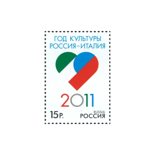2011-ЭМБЛЕМА-ИЗ-СЕРИИ-ГОД-КУЛЬТУРЫ-РОССИЯ---ИТАЛИЯ-(СОВМЕСТНЫЙ-ВЫПУСК-РФ---ИТАЛИЯ)