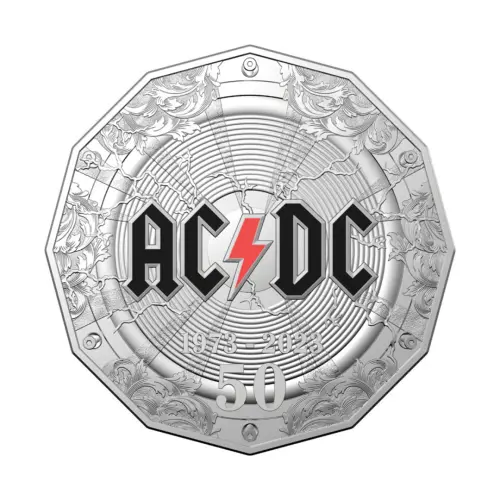 Австралия 50 центов 2023 года - 50 лет группе ACDC (в коинкарте)_1