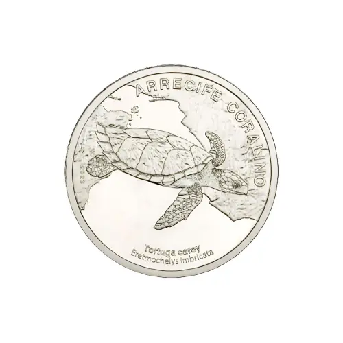 Коста-Рика 50 кол 2023 г-Корал риф. Морская черепаха Хоксбилл