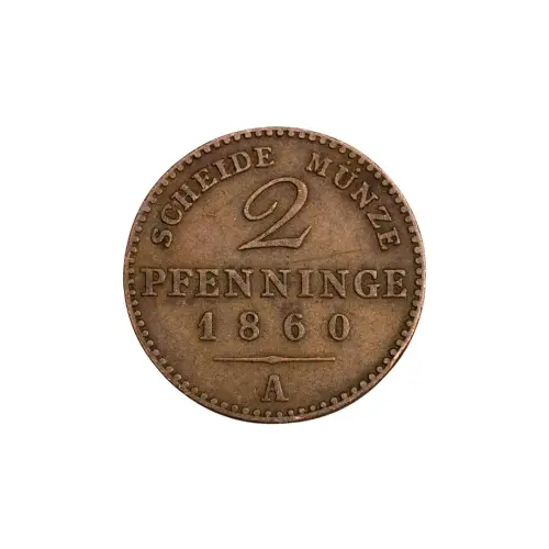 Пруссия - 2 пфеннига 1860 года (A)