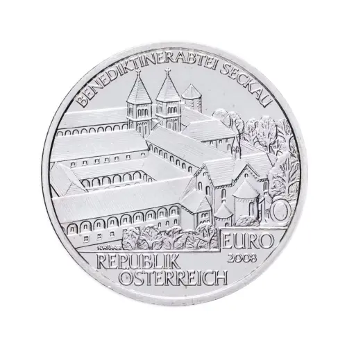 Австрия 10 евро 2008 года - Зеккаусское аббатство - в буклете (Серебро 0.925)_2