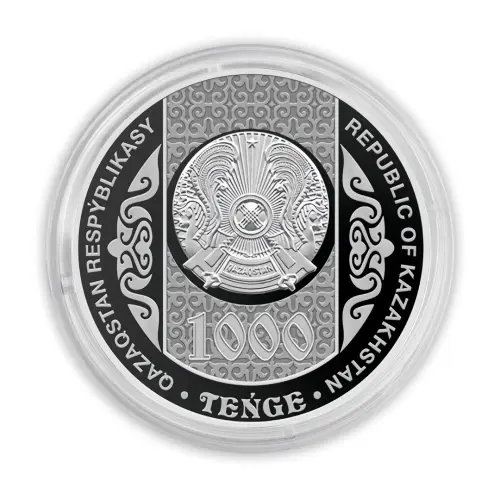 Казахстан 1000 тенге 2025 год - QAZAQ KÚRESI - Казак куреси (Серебро 0.925)_4
