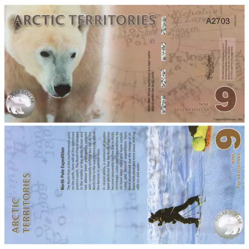Арктические территории - Набор из 9 сувенирных банкнот 2010-2013 г. - Животные_7
