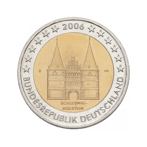 Германия 2 евро 2006 года - Голштинские ворота в Любеке, Шлезвиг-Гольштейн (D)