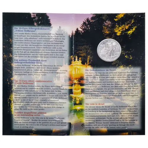 Австрия 10 евро 2004 года - Замок Хельбрунн - в буклете (Серебро 0.925)_1