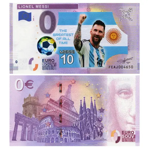 Франция - Сувенирная банкнота 0 евро 2019 года - LIONEL MESSI (Лионель Месси)