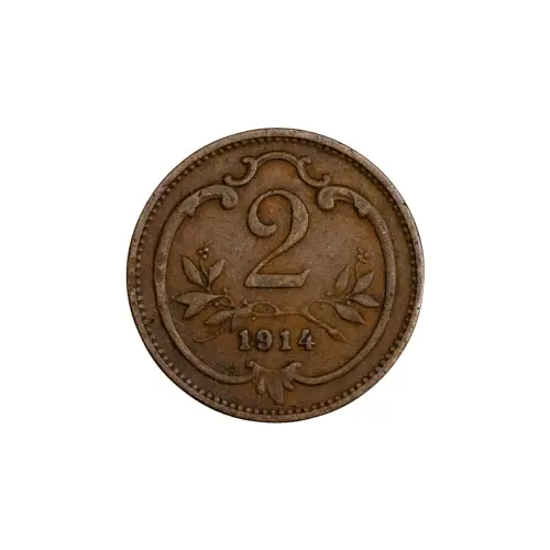 Австрия - 2 геллера 1914 года