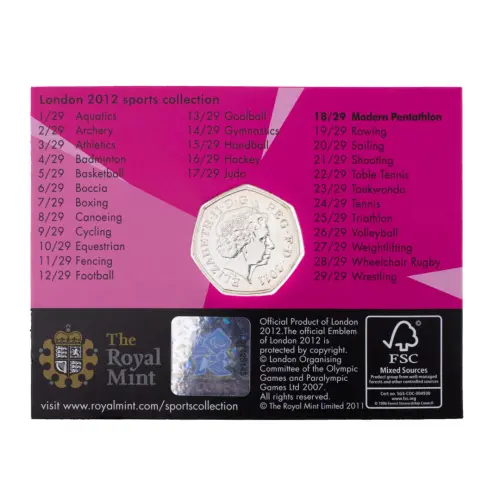 Великобритания 50 пенсов 2011 год - Современное пятиборье (в коинкарте)_1