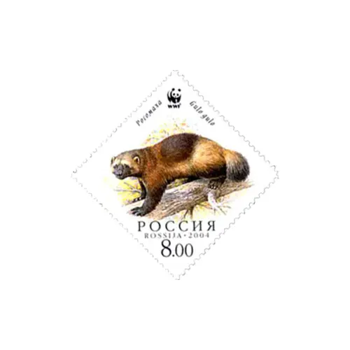 2004-РОСОМАХА-НА-ДЕРЕВЕ-ИЗ-СЕРИИ-ФАУНА,-РОСОМАХА,-ВЫПУСК-ПО-ПРОГРАММЕ-WWF
