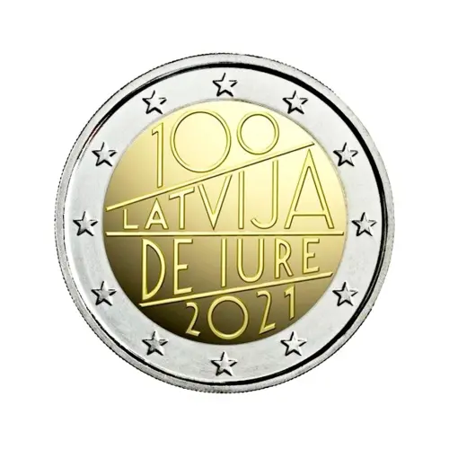 Латвия 2 евро 2021 года - 100 лет признанию государственной независимости Латвии
