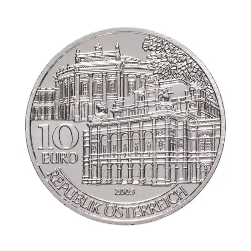 Австрия 10 евро 2005 года - Бургтеатр и Венская опера - в буклете (Серебро 0.925)_3