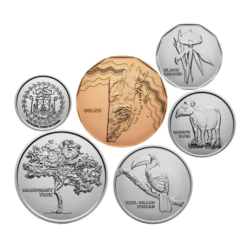 Белиз-набор-монет-1,-5,-10,-25,-50-центов,-1-доллар-2026-(6-монет)