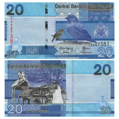 Гамбия - Набор из 6 банкнот - 5, 10, 20, 50, 100, 200 даласи 2023 года_3