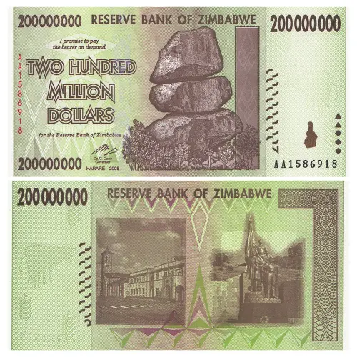 Зимбабве - Банкнота 200000000 долларов 2008 года
