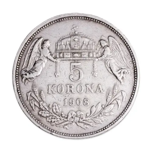 Венгрия 5 крон 1908 года - Серебро 0.900 (K.B.)