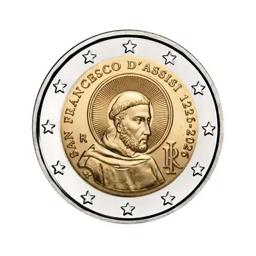 Италия 2 евро 2026 года - 800 лет со дня смерти Франциска Ассизского