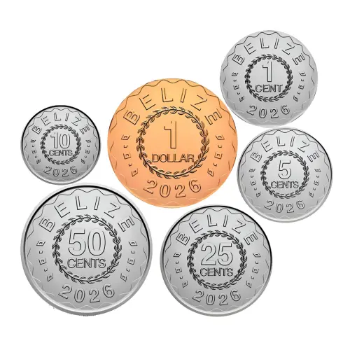 Белиз-набор-монет-1,-5,-10,-25,-50-центов,-1-доллар-2026-(6-монет).