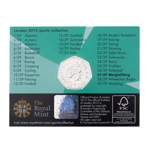 Великобритания 50 пенсов 2011 год - Тяжёлая атлетика (в коинкарте)_1