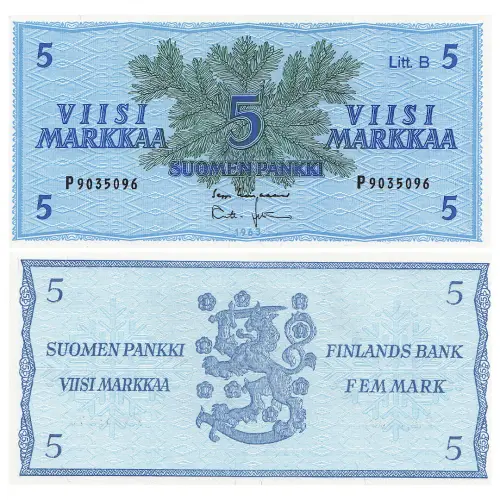 Финляндия - Банкнота 5 марок 1963 года (Litt. B)