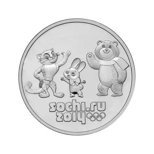 Россия-25-рублей-2012-г-ЗимОлимпиПаралимпИгры,Сочи-2014-Талисманы
